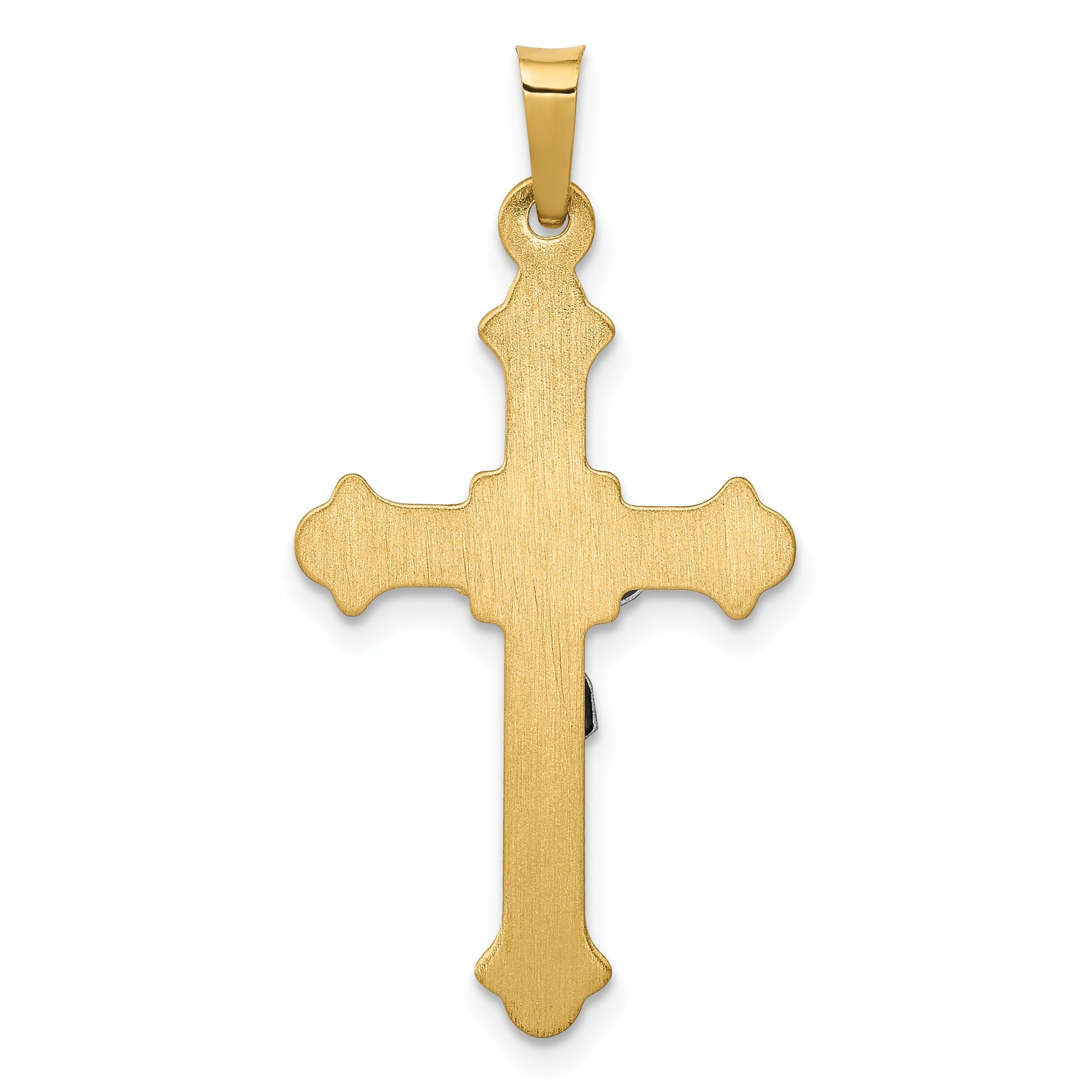 14k Two-tone Polished INRI Crucifix Pendant