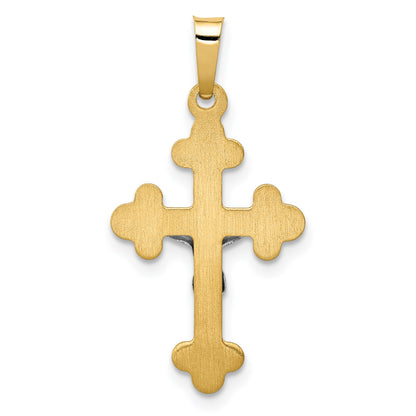 14k Two-tone Polished Budded INRI Crucifix Pendant