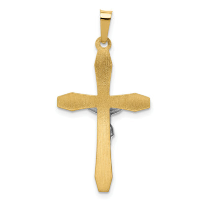 14k Two-tone Polished INRI Crucifix Pendant