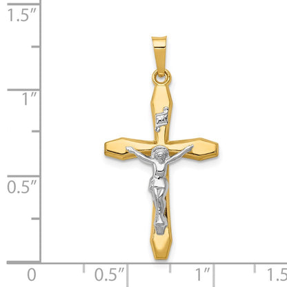 14k Two-tone Polished INRI Crucifix Pendant