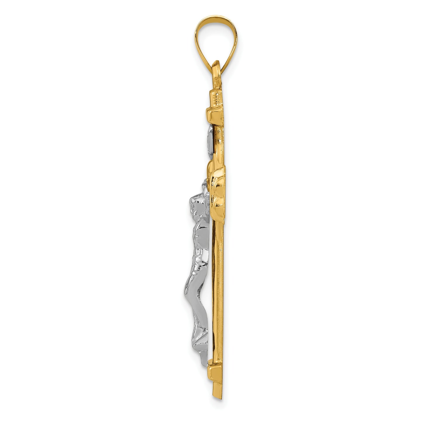 14k Two-tone Polished INRI Crucifix Pendant