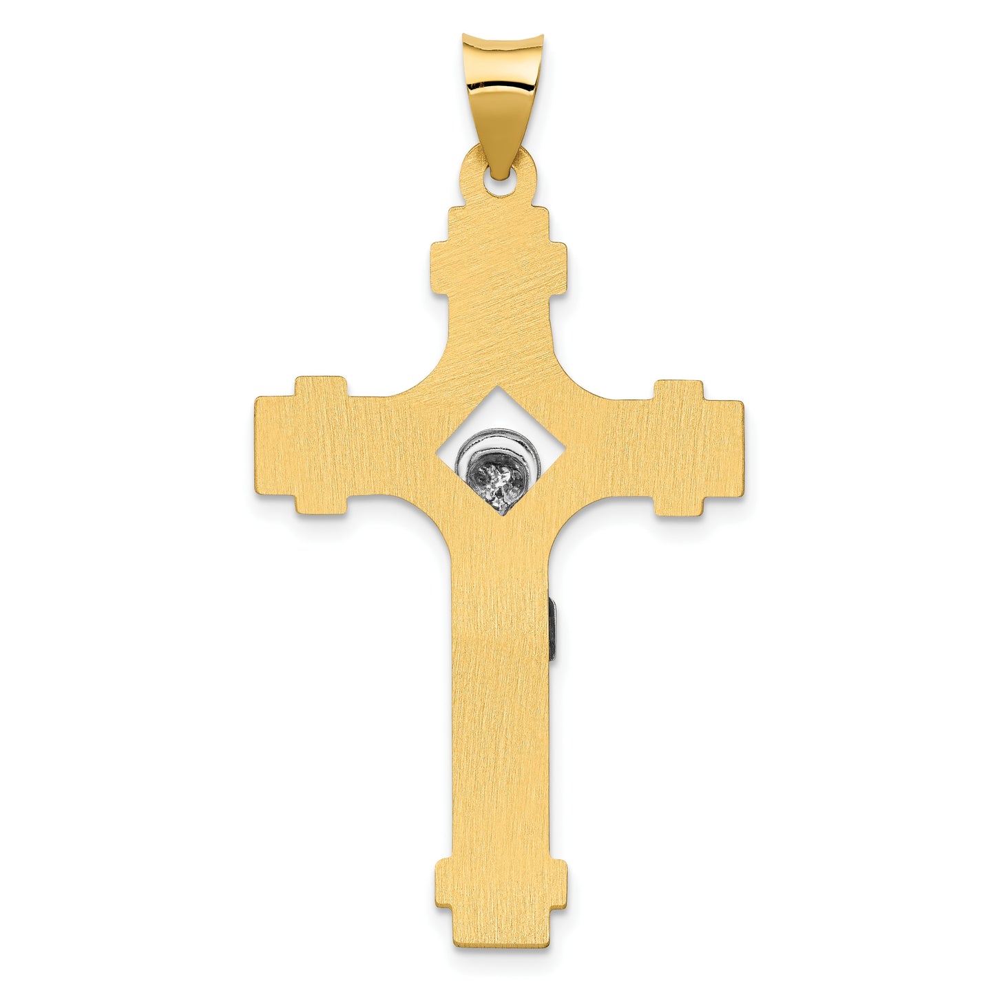 14k Two-tone Polished INRI Crucifix Pendant