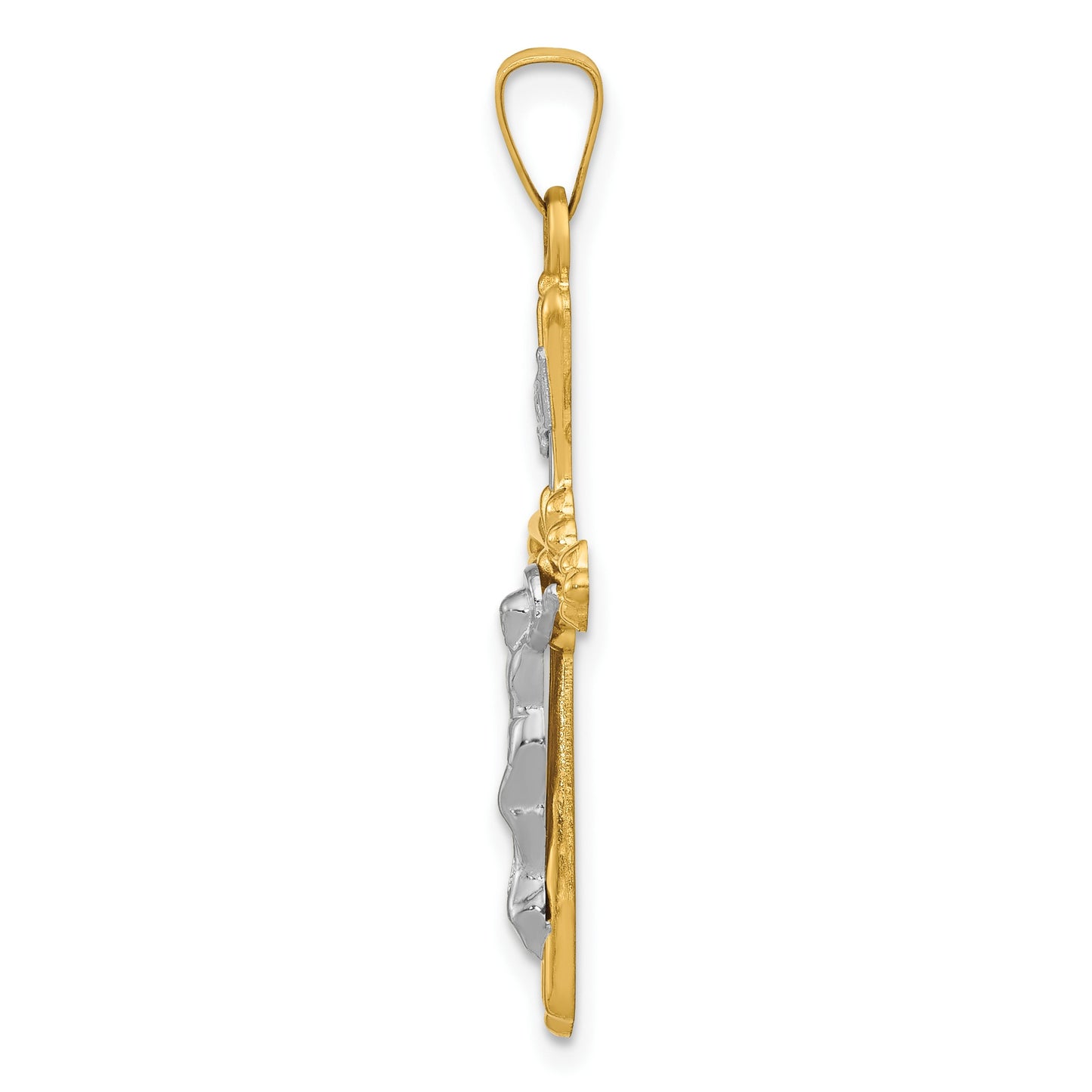 14K Two-tone Polished Inri Crucifix Pendant
