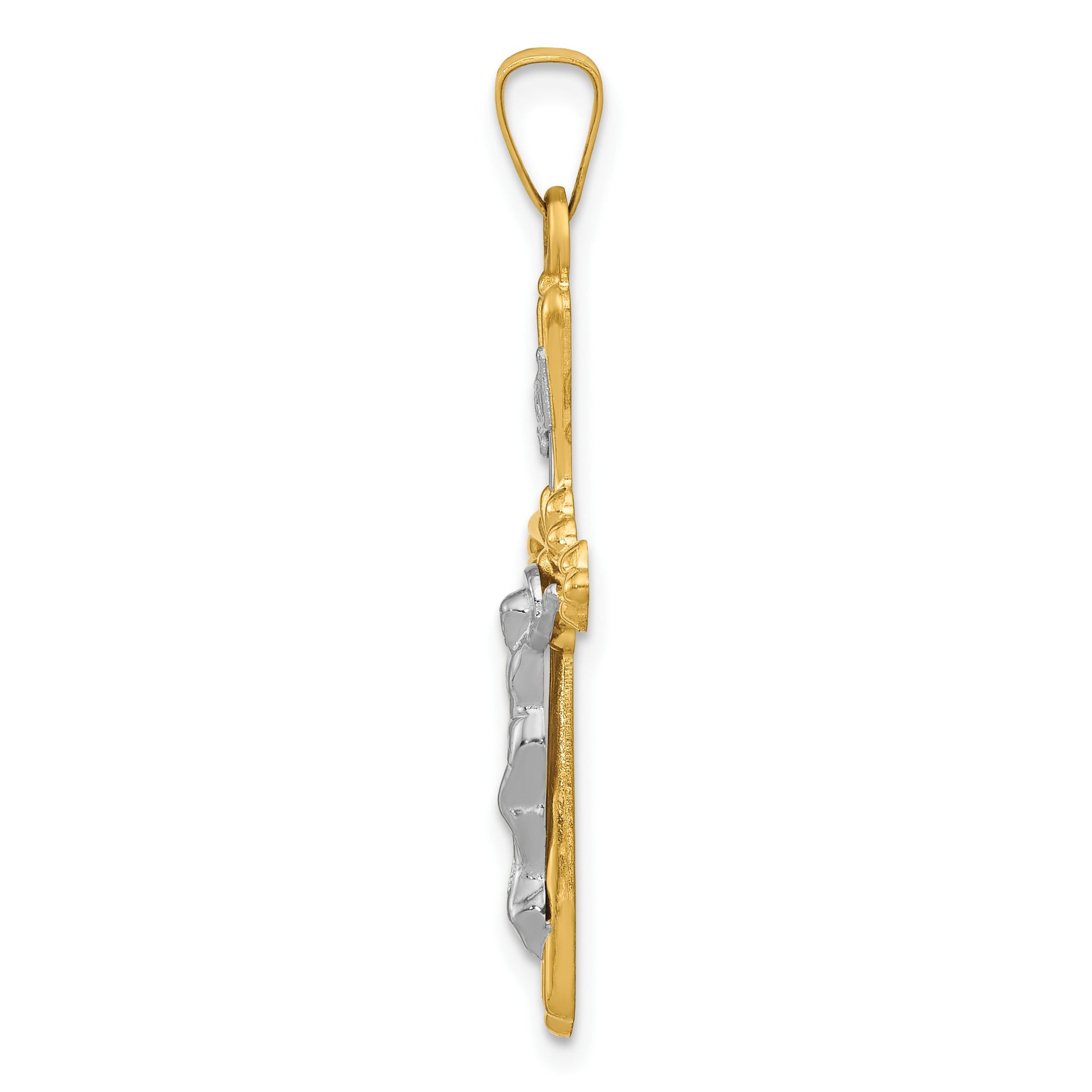 14K Two-tone Polished Inri Crucifix Pendant