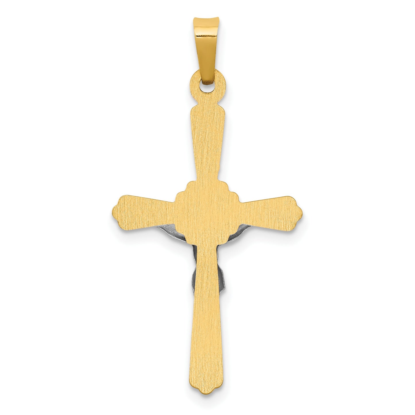 14K Two-tone Polished Inri Crucifix Pendant