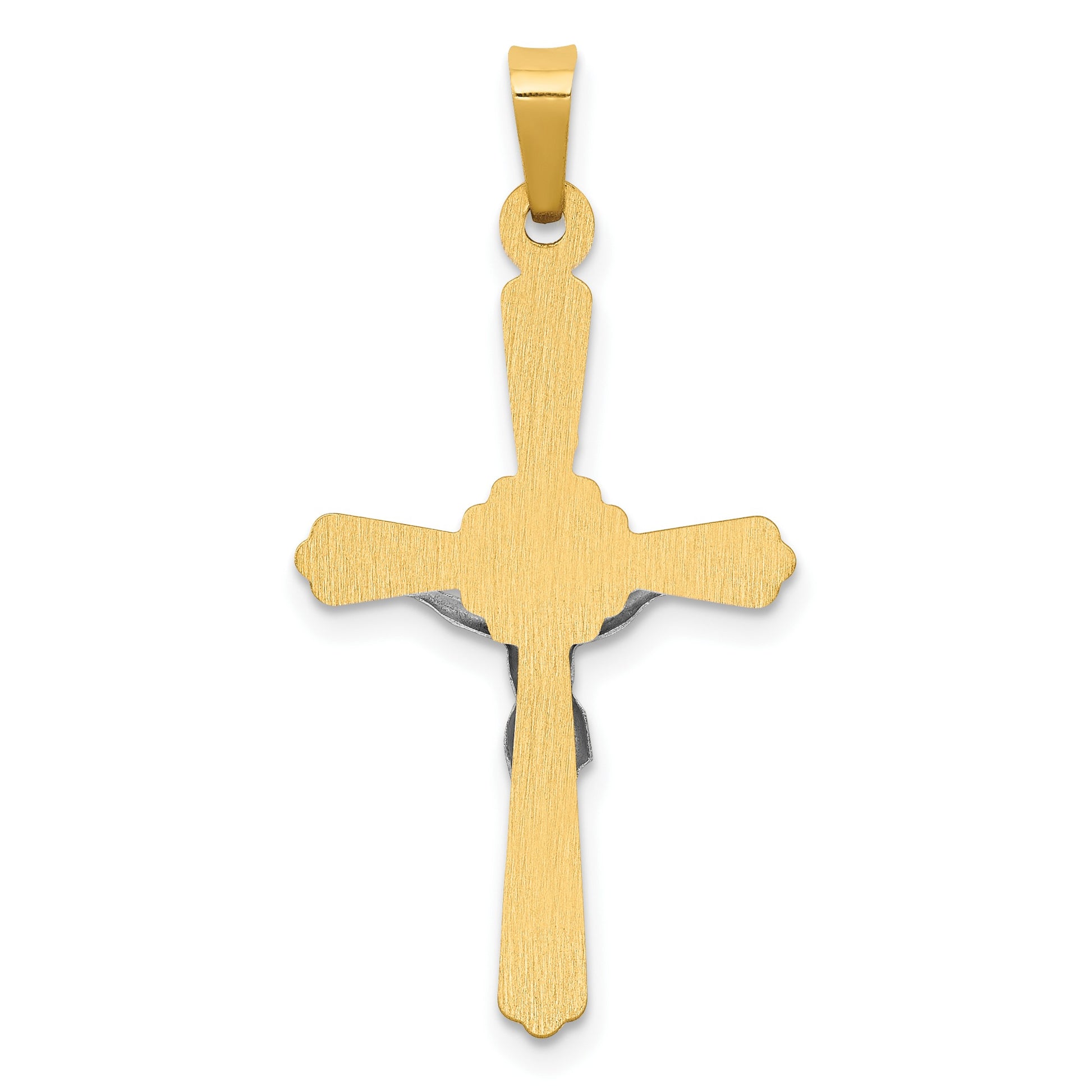 14K Two-tone Polished Inri Crucifix Pendant