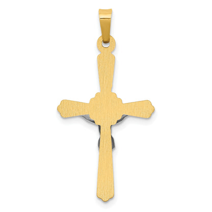 14K Two-tone Polished Inri Crucifix Pendant