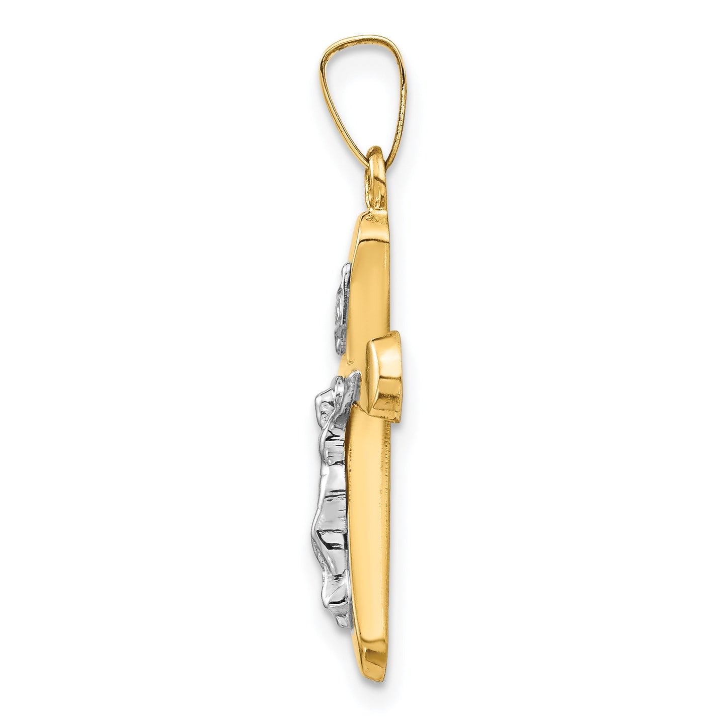 14k Two-tone Polished Rounded Crucifix Pendant