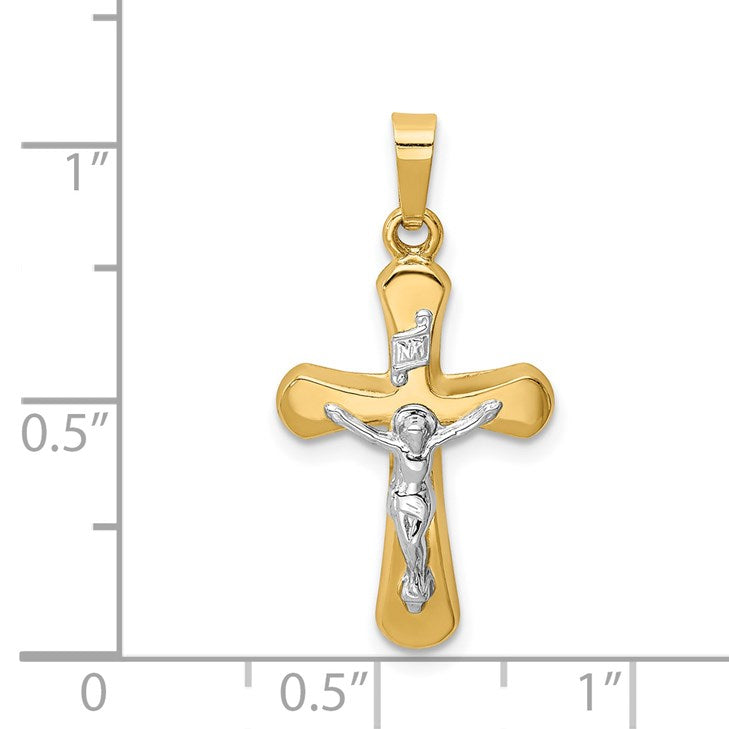 14k Two-tone Polished Rounded Crucifix Pendant