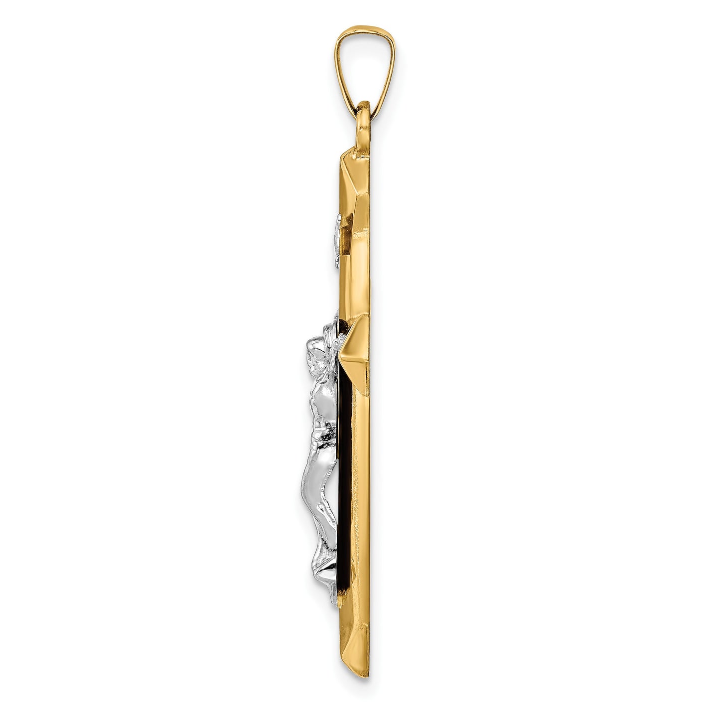 14k Two-tone Polished INRI Crucifix Pendant