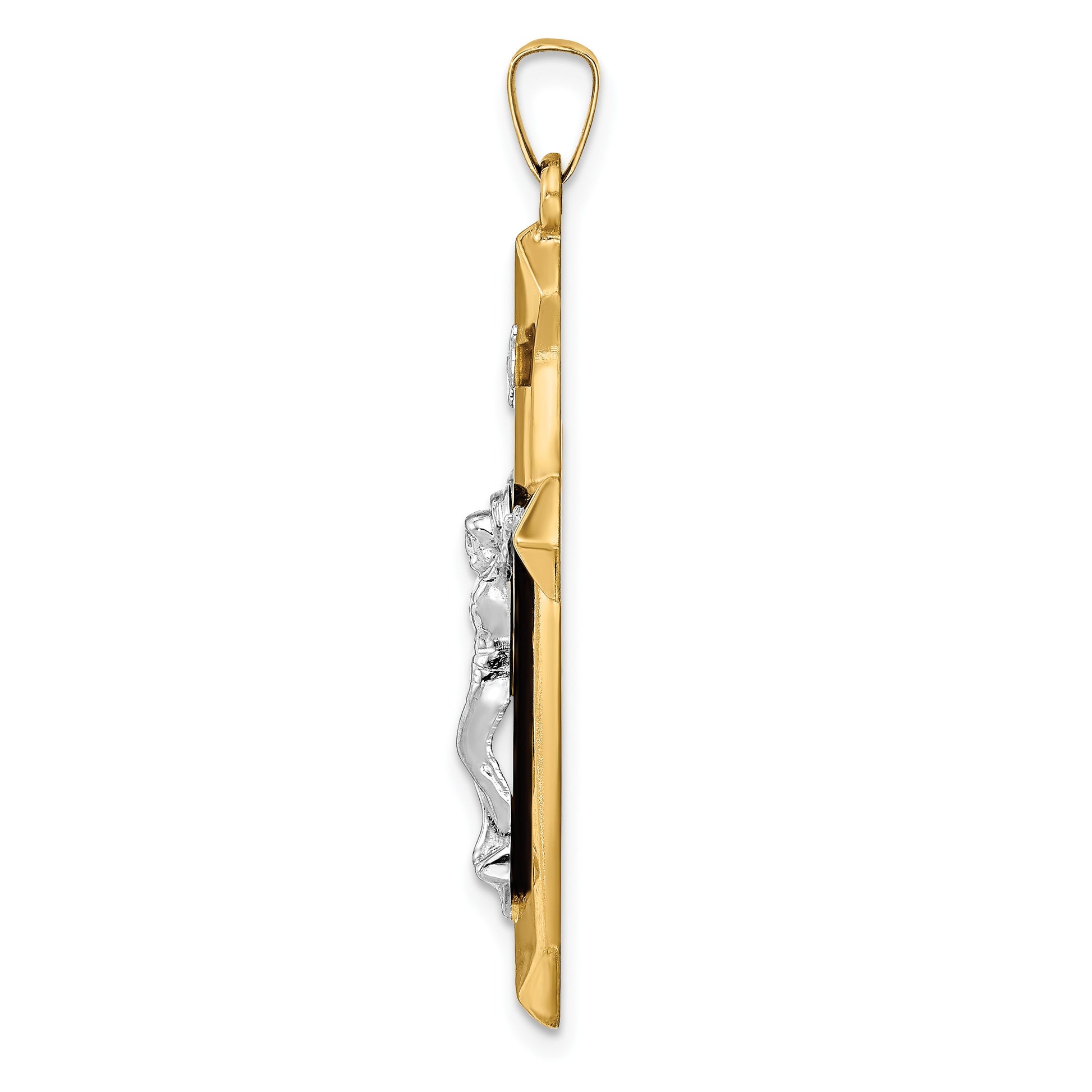 14k Two-tone Polished INRI Crucifix Pendant