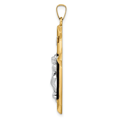 14k Two-tone Polished INRI Crucifix Pendant