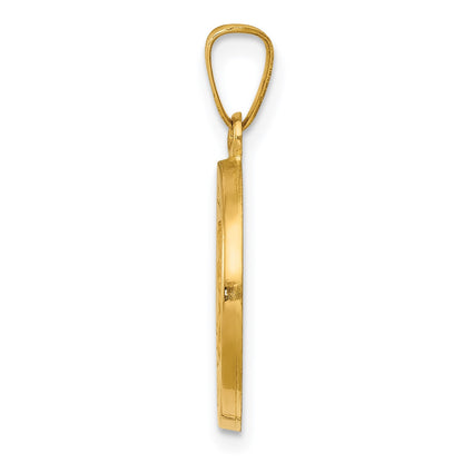 14K Polished Satin Hollow Spanish Divino Nino Round Medal Pendant