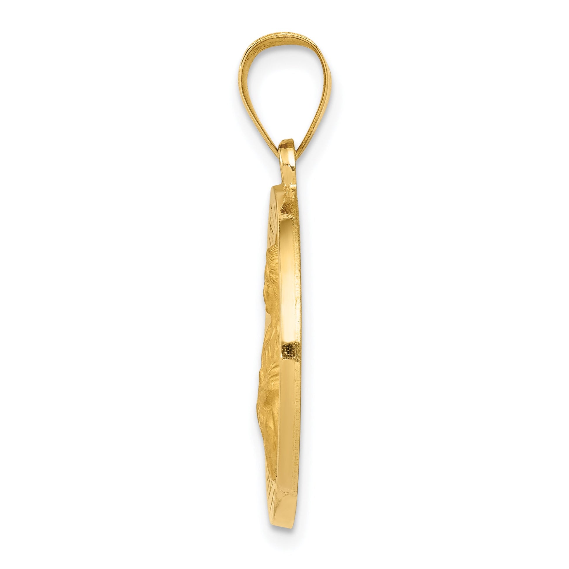 14K Polished and Satin Hollow St. Agatha Medal Pendant