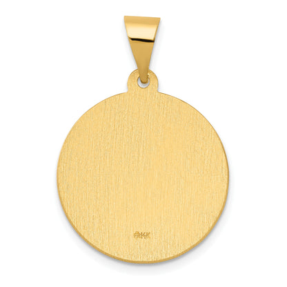 14K Polished and Satin Hollow Spanish San Jose Medal Round Pendant