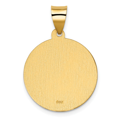 14K Polished and Satin Hollow Spanish San Judas Tadeo Medal Round Pendant