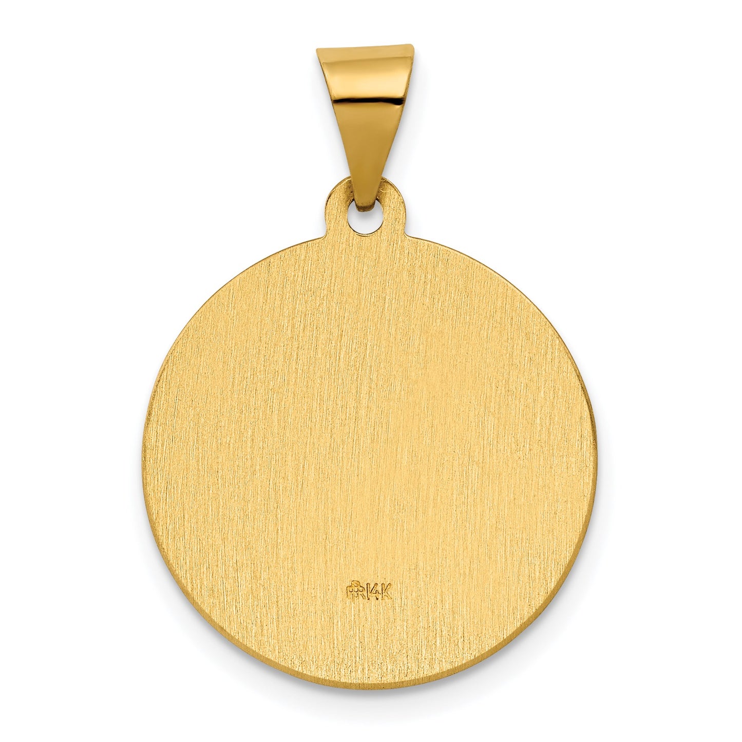 14K Polished and Satin Hollow St. Rita Medal Round Pendant