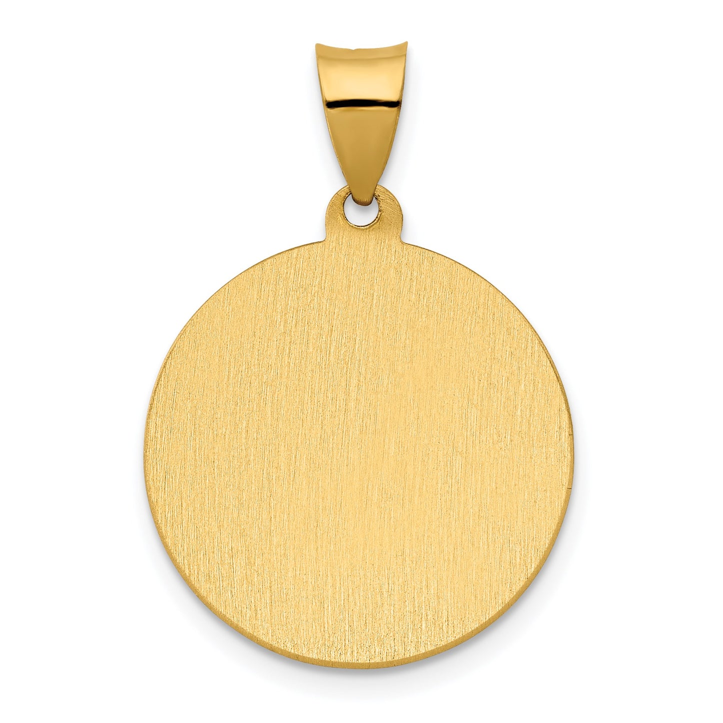 14K Polished and Satin Hollow St. Rocco Medal Round Pendant