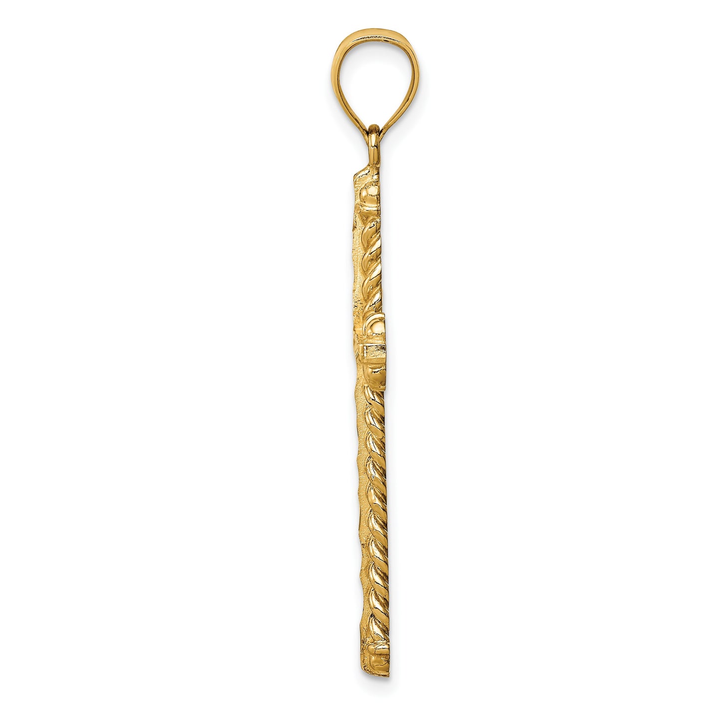 14K Large Diamond-cut Cross Pendant