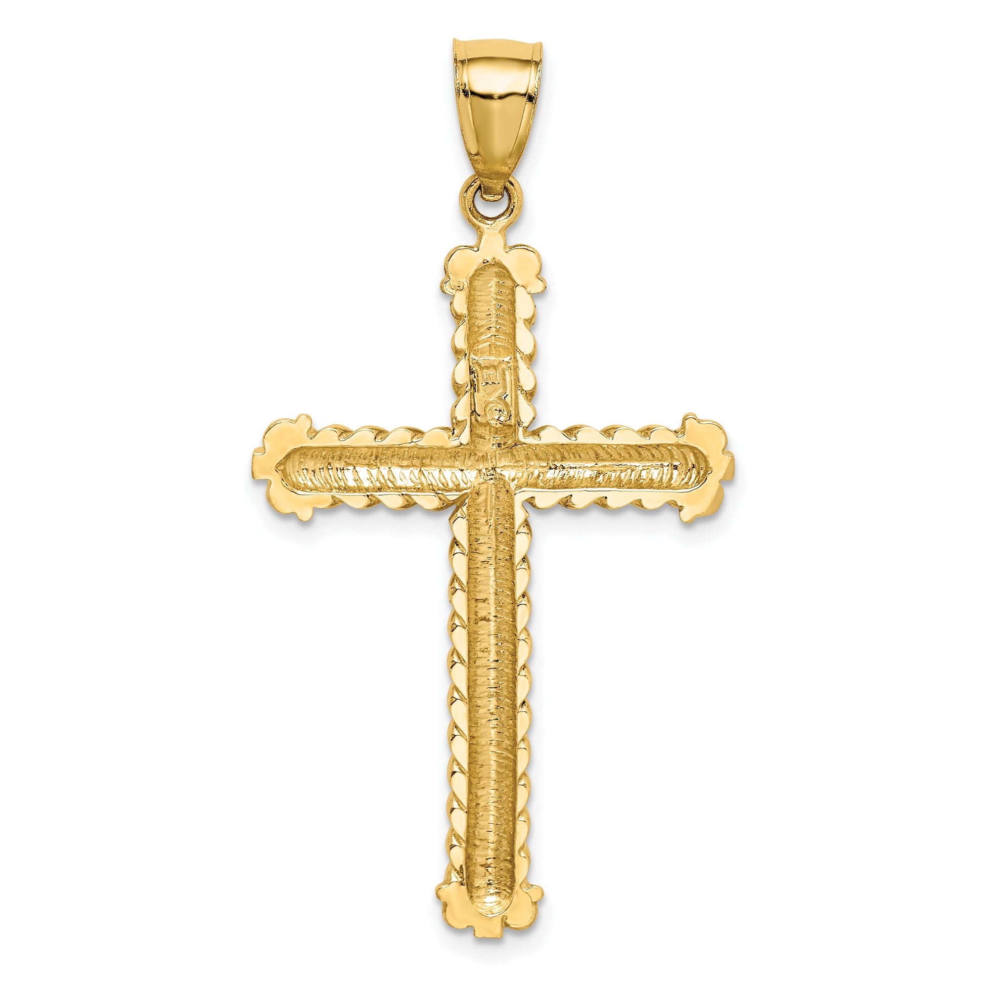 14K Large Diamond-cut Cross Pendant