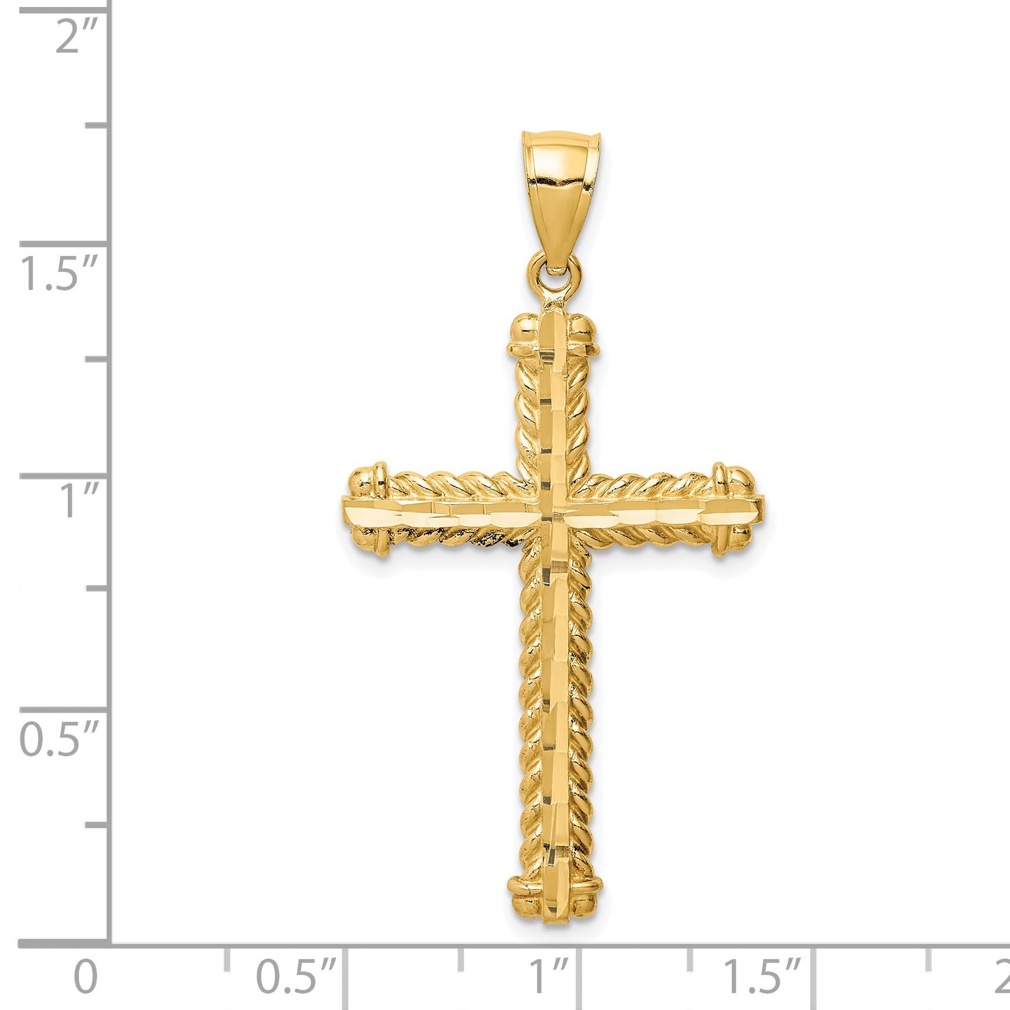 14K Large Diamond-cut Cross Pendant