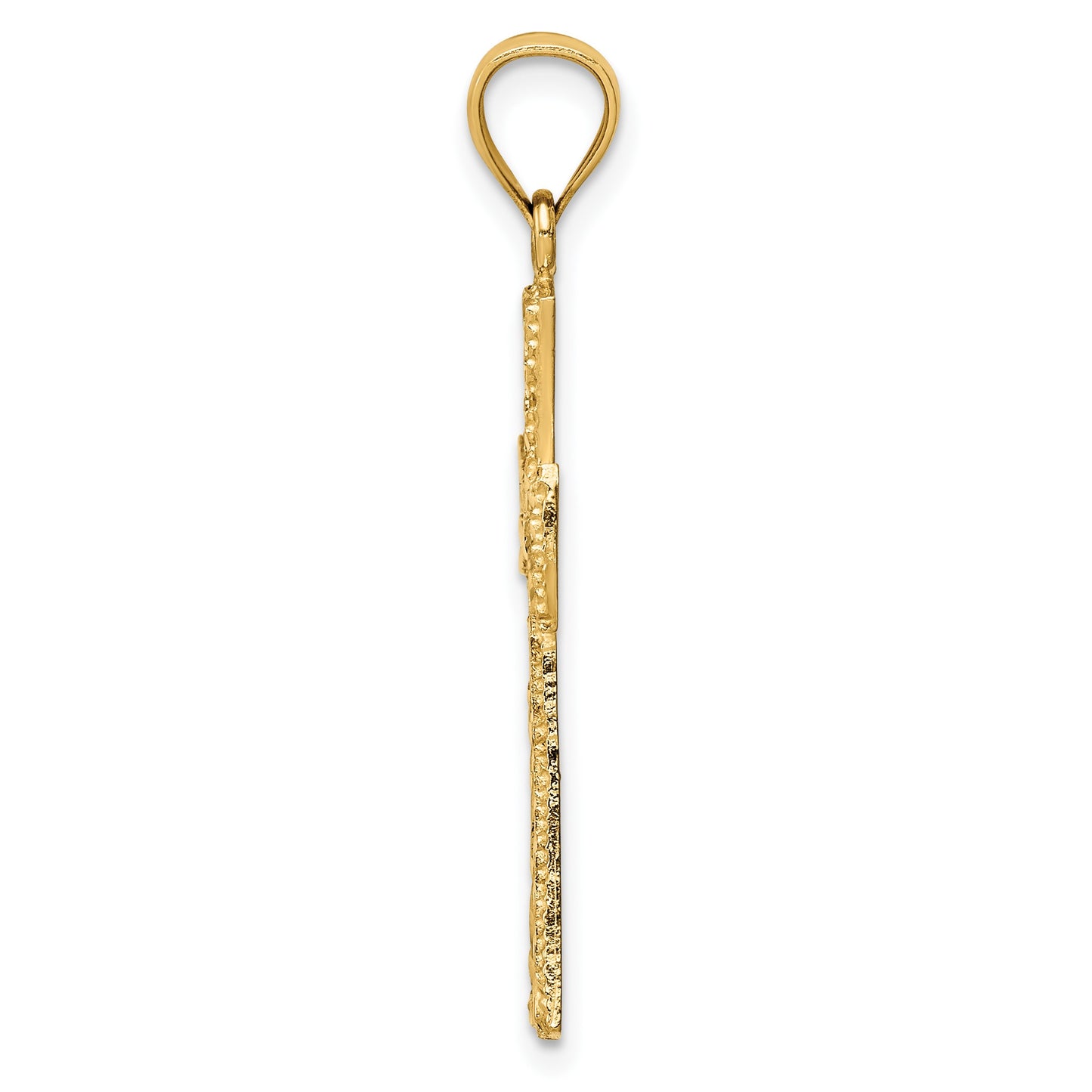 14K Cut-out Diamond-cut Cross Pendant