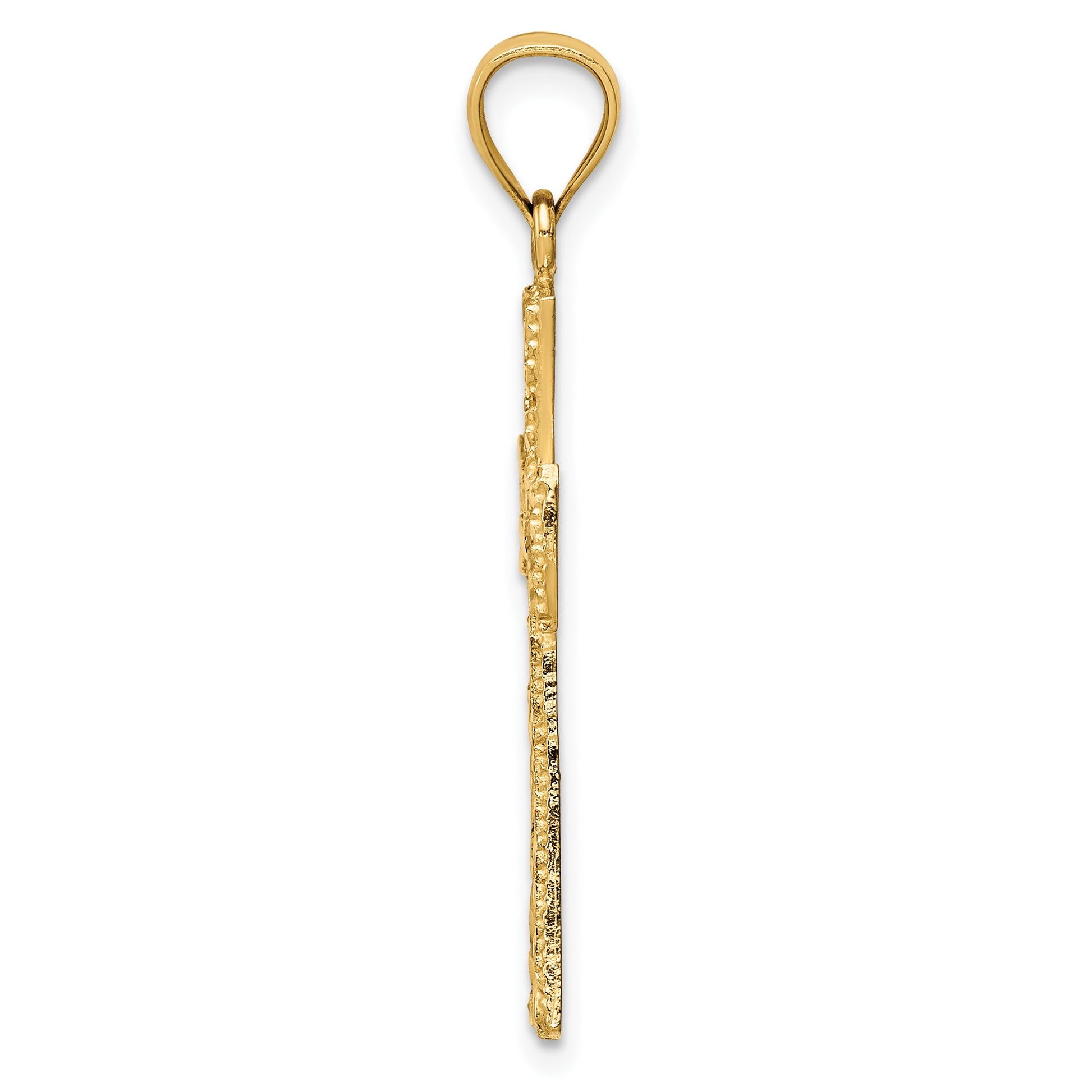 14K Cut-out Diamond-cut Cross Pendant