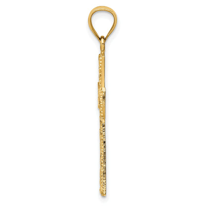 14K Cut-out Diamond-cut Cross Pendant