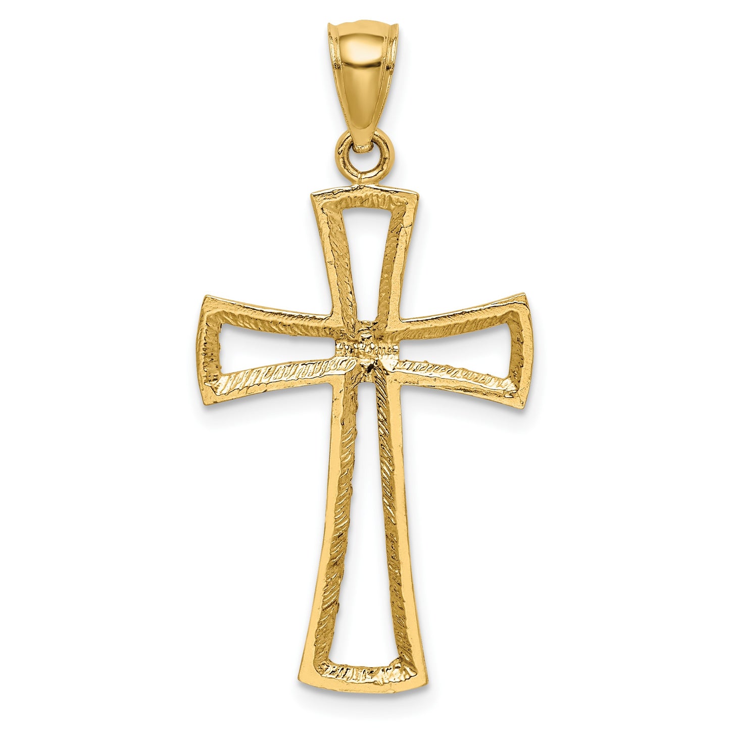 14K Cut-out Diamond-cut Cross Pendant