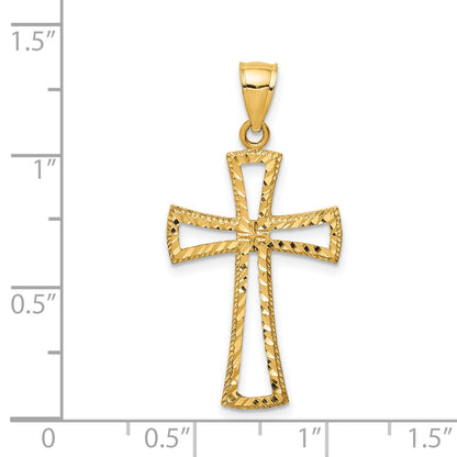 14K Cut-out Diamond-cut Cross Pendant