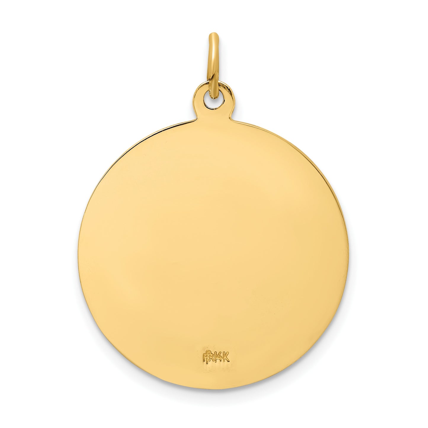 14k Polished and Satin Solid St Florian Medal Round Pendant