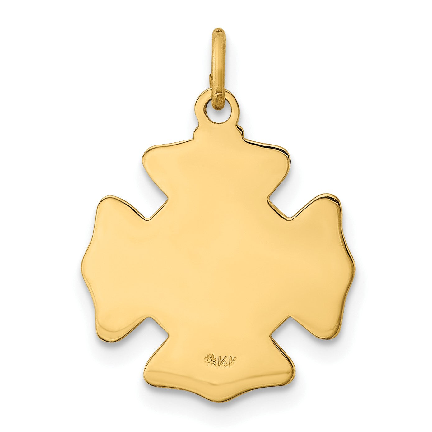 14k Polished and Satin Solid Small St. Florian Fire Dept. Badge Medal Charm
