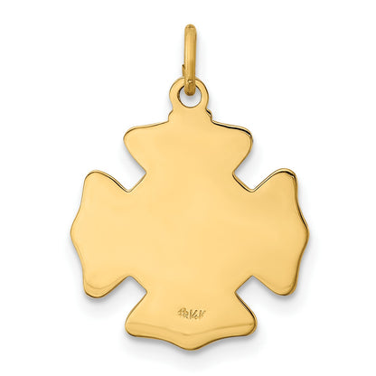 14k Polished and Satin Solid Small St. Florian Fire Dept. Badge Medal Charm