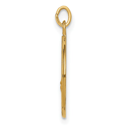 14k Polished and Satin Solid Small St. Florian Medal Round Pendant