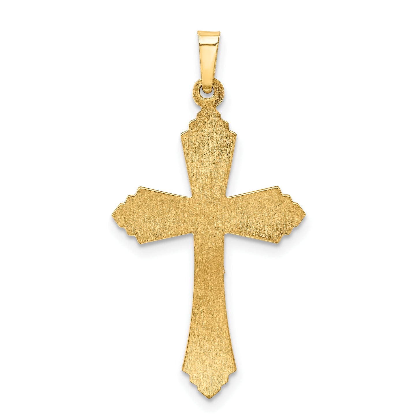 14k Two-tone Hollow Polished Fleur de Lis Crucifix Pendant