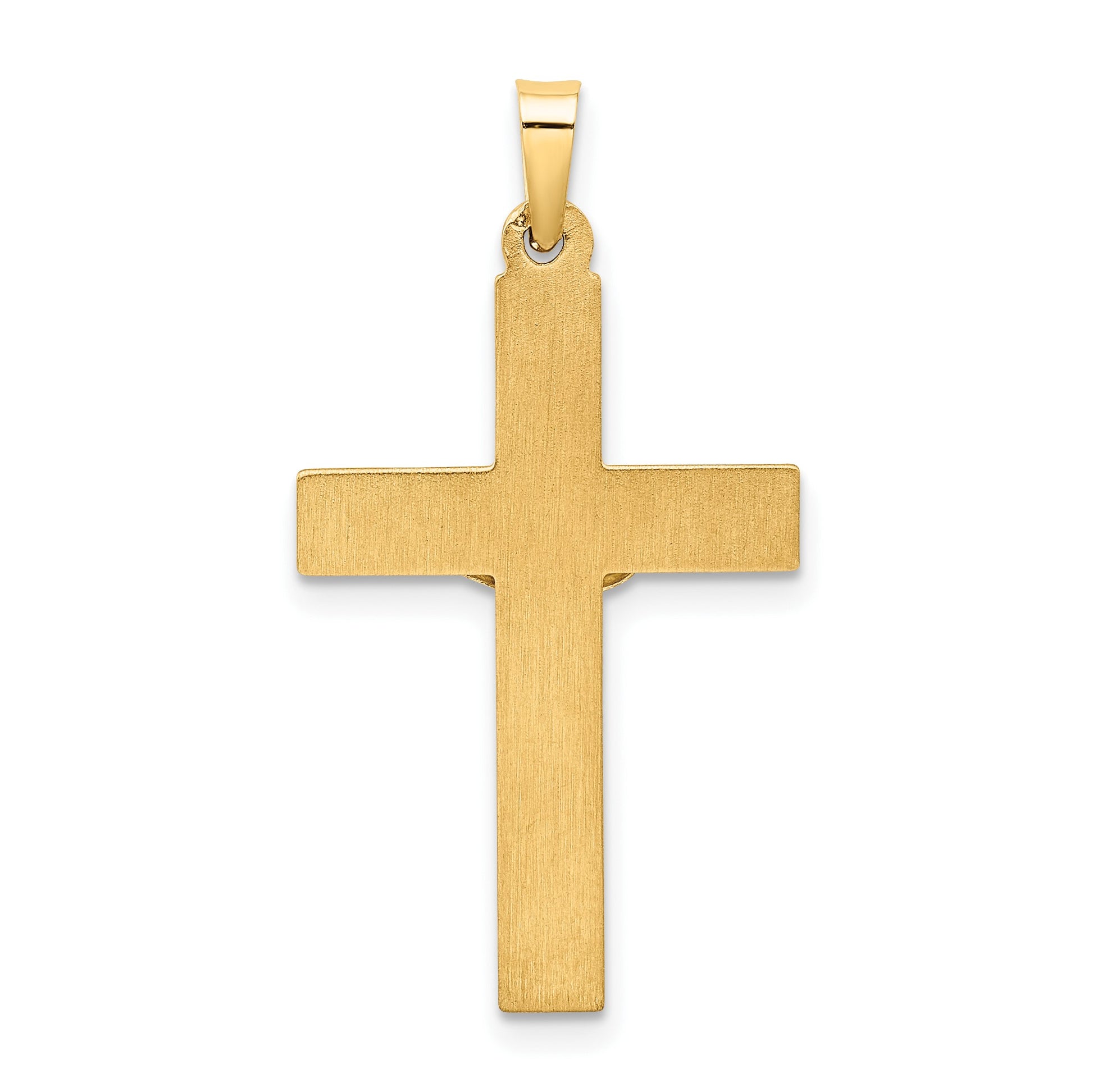 14k Two-tone Hollow Polished Textured Latin Crucifix