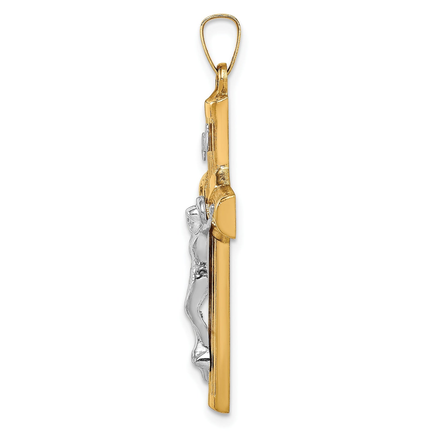 14k Two-tone Hollow Polished Center -X- Crucifix