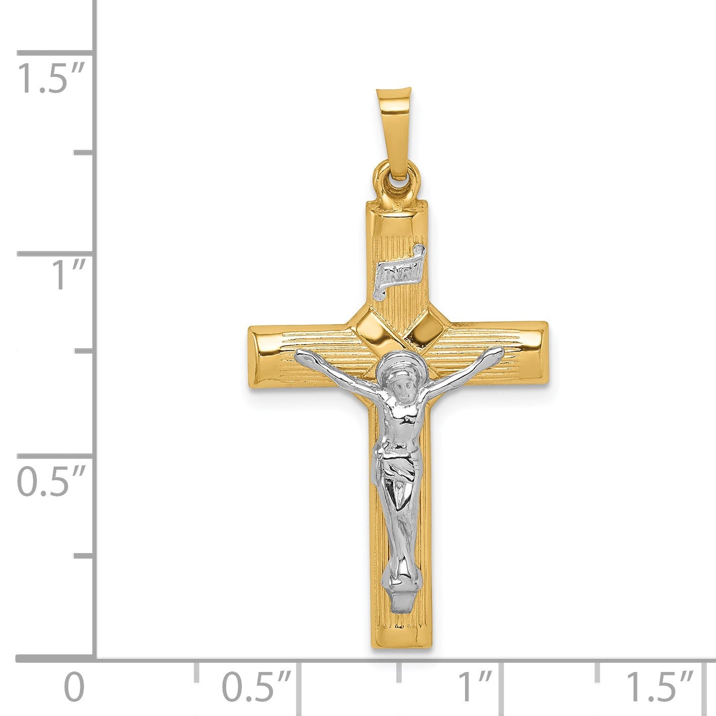 14k Two-tone Hollow Polished Center -X- Crucifix