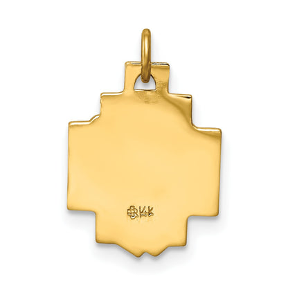 14k Hollow Polished and Satin Small Jesus Cross Medal