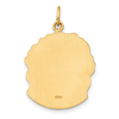 14k Hollow Polished and Satin Medium Jesus Medal