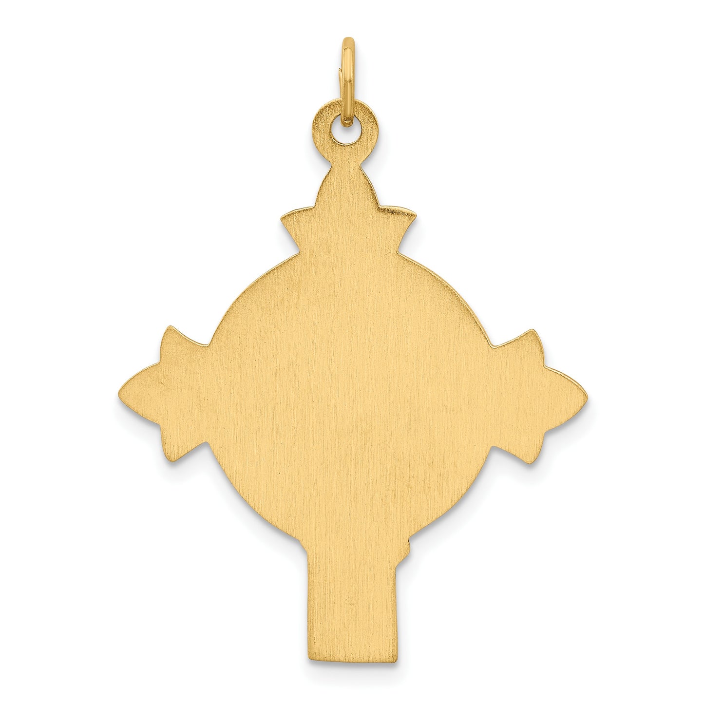 14k Hollow Polished and Satin Medium Jesus Medal Cross Pendant