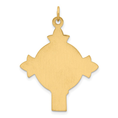 14k Hollow Polished and Satin Medium Jesus Medal Cross Pendant
