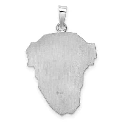 14k White Gold Hollow Polished and Satin Large Jesus Medal