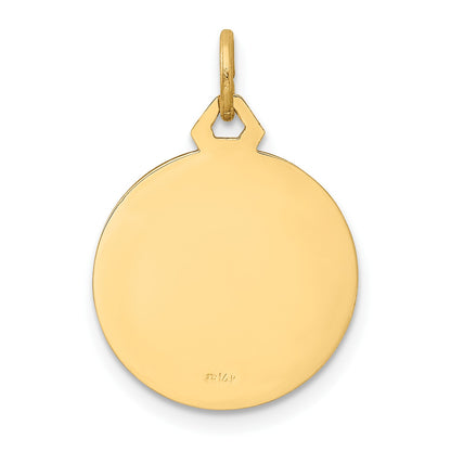 14k Polished and Satin Small Round Jesus Medal
