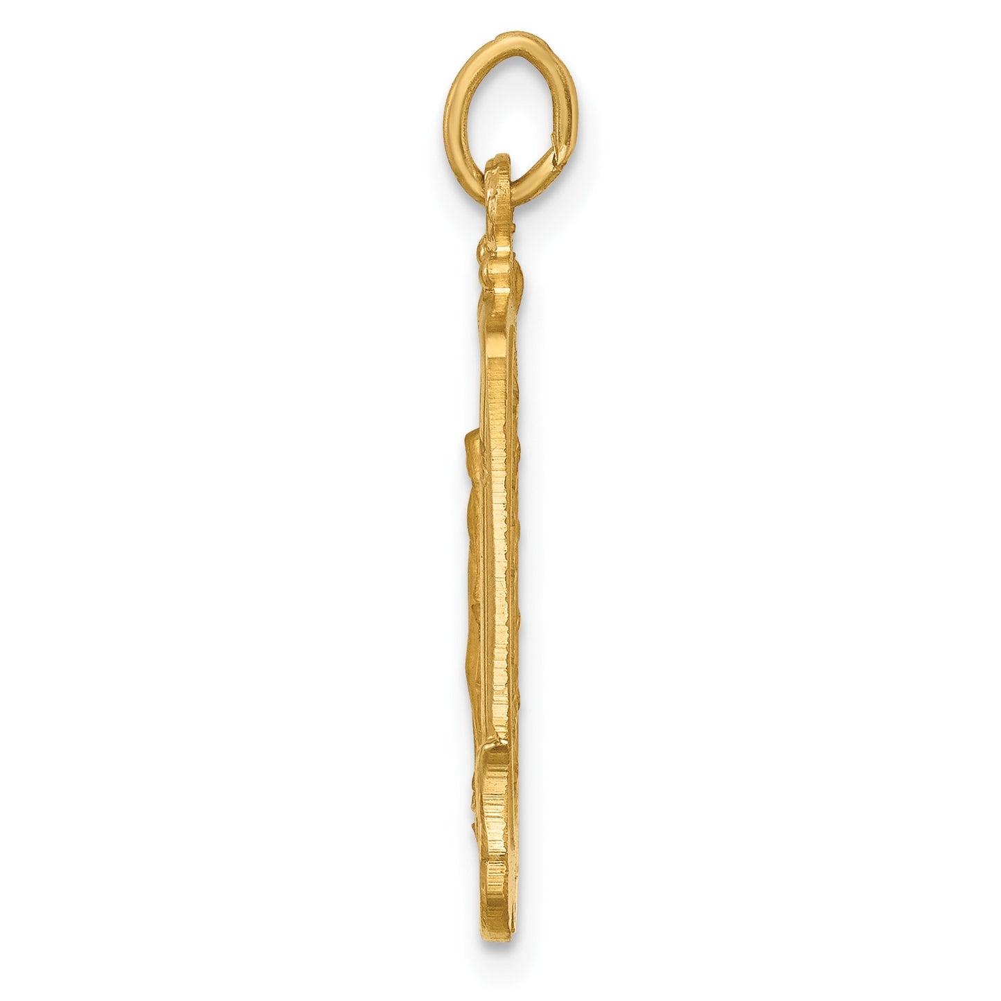 14k Polished and Satin Solid Miraculous Medal Rectangular Pendant