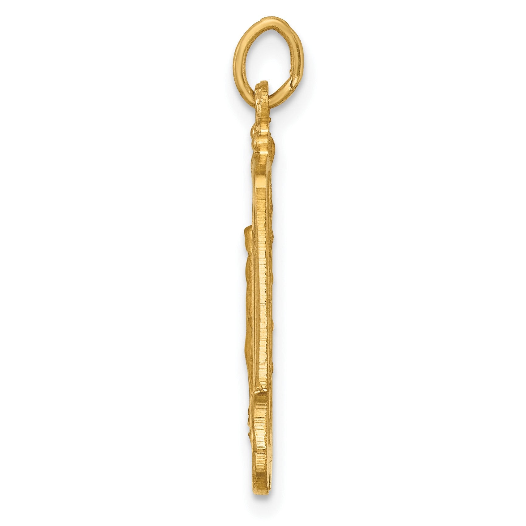 14k Polished and Satin Solid Miraculous Medal Rectangular Pendant