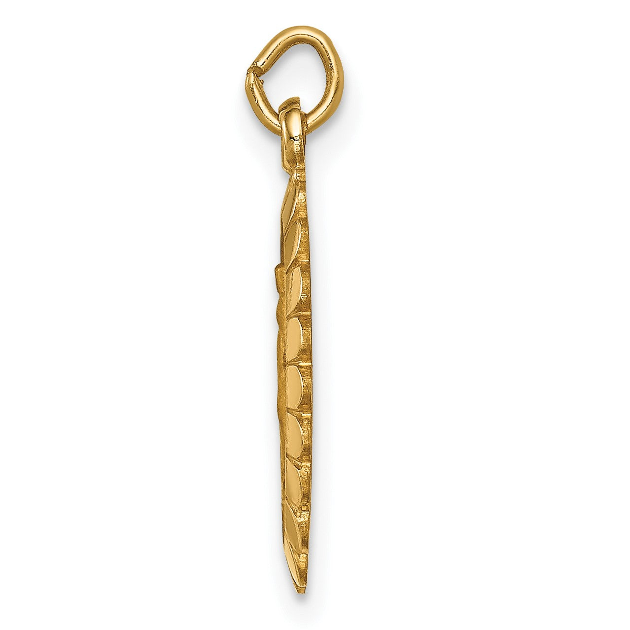 14k Polished and Satin Solid Small Miraculous Medal Scalloped Edge Oval Pendant