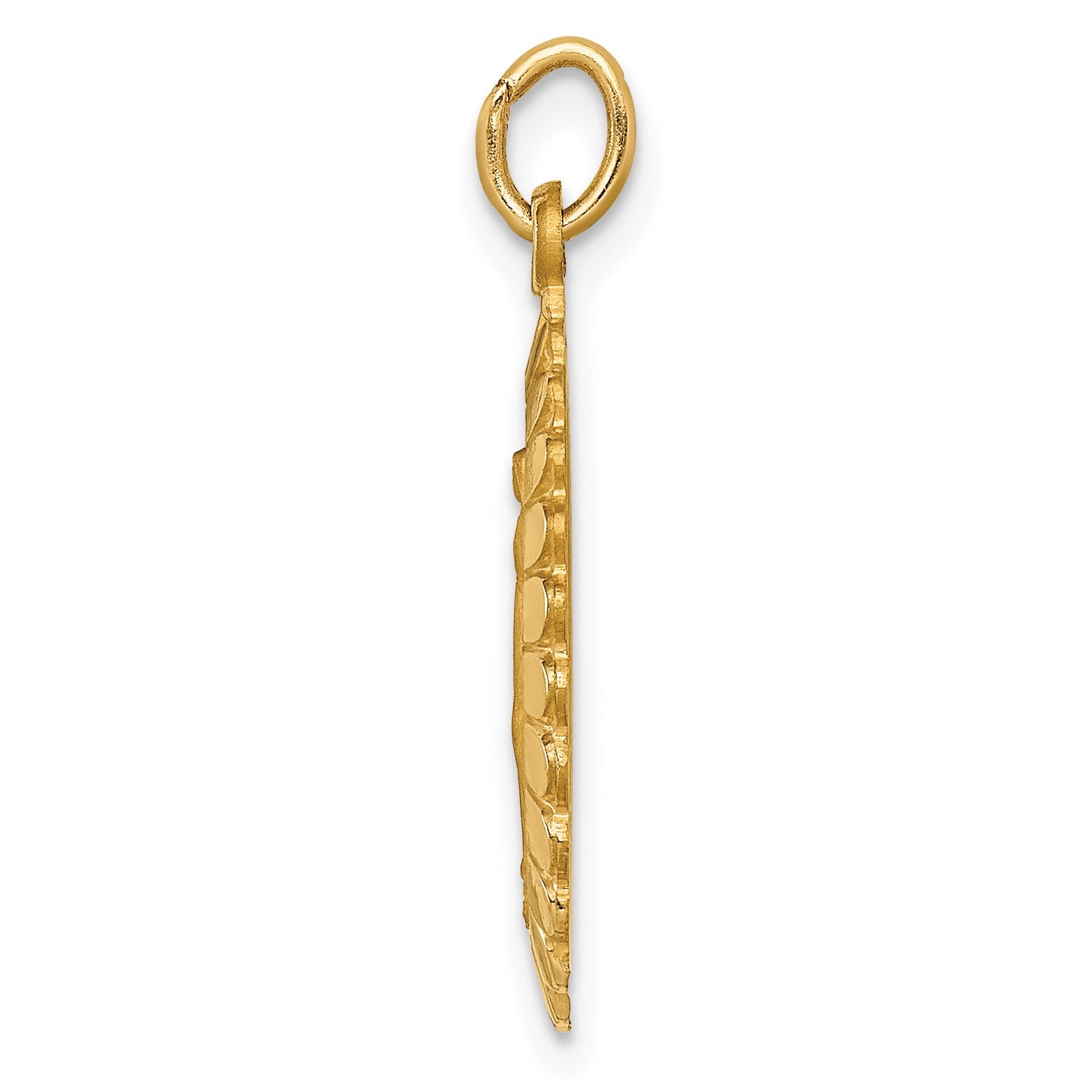 14k Polished and Satin Solid Miraculous Medal Scalloped Edge Oval Pendant