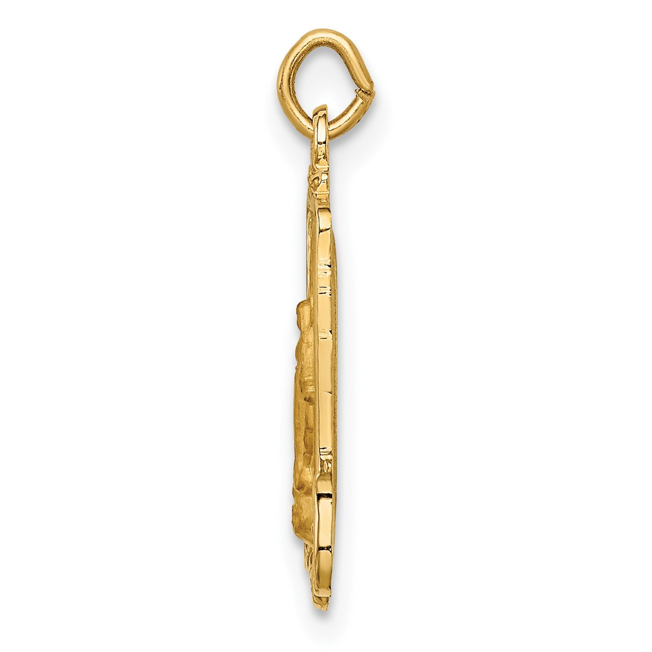 14k Polished and Satin Solid Miraculous Medal Rectangular Pendant