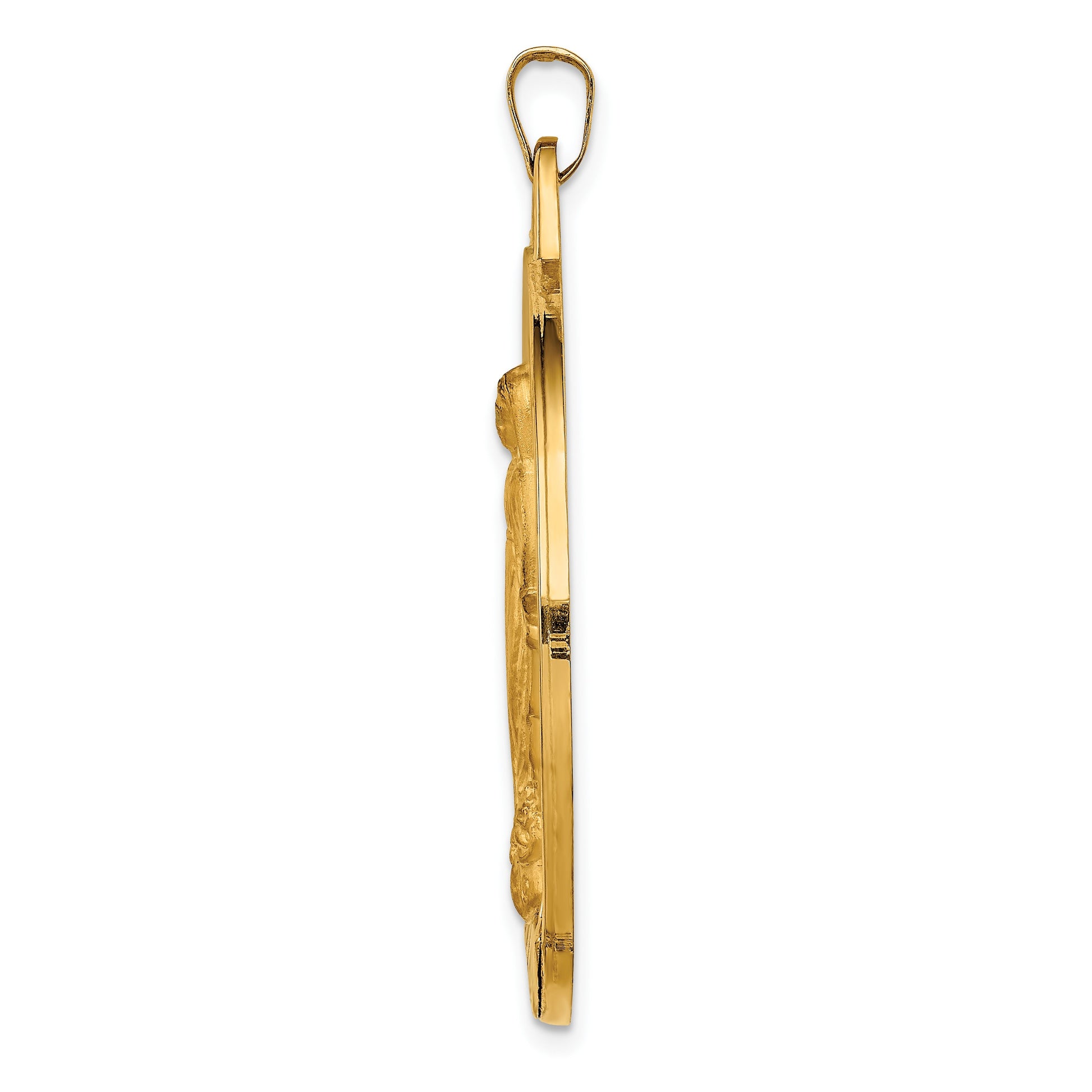 14k Polished and Satin Solid Extra Large Spanish Milagrosa Medal Round Pendant